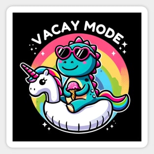 “Chill Summer Vibes - Dinosaur on Unicorn Float” Magnet